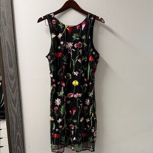 Sam Edelman Black Dress with Colorful Floral Embroidery